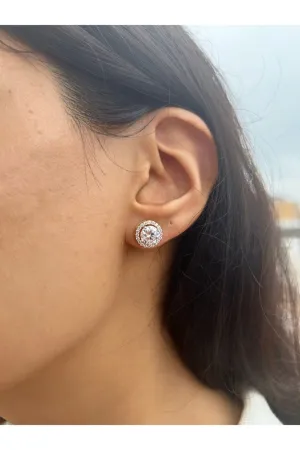 Detachable Round Halo Solitaire Studs
