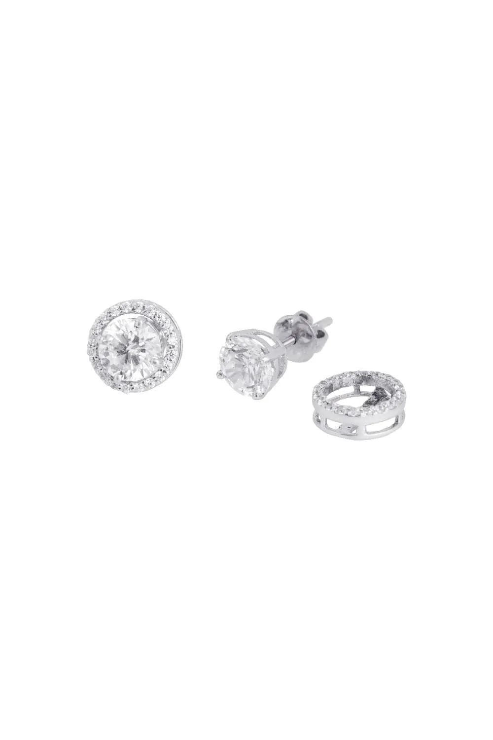 Detachable Round Halo Solitaire Studs