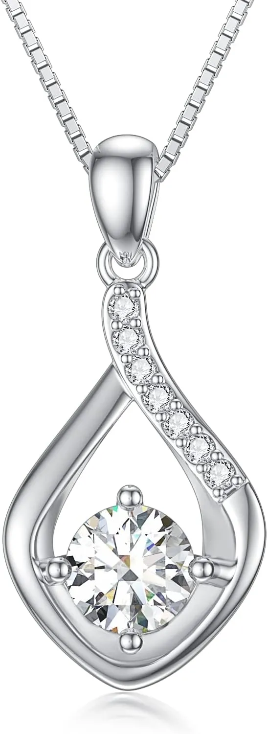 Diamond Necklaces for Women, D Color, VVS Clarity Diamond Pendant Necklace 925 Sterling Silver Gift for Women Wife Mom Girlfriend Jewelry