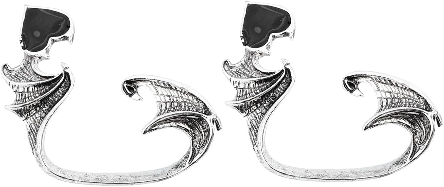 Didiseaon Elf Ear Cuffs Black Gothic Wing Earring Halloween Ear Clip Gothicauricle Wrap Earrings Accessory