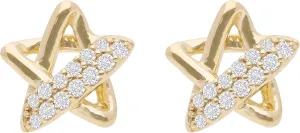 DISENO Star Shaped Stud Diamond Earrings in 10K Yellow Gold  0.12 Carat (F-G, SI1-SI2)  Elegant Fine Jewelry Gift for Women  Perfect for Birthdays, Weddings, Anniversaries & Special Occasions