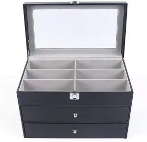 DNYSYSJ Pu Leather Jewelry Storage Box Muitifunctional Watch Storage Box Earrings Bracelets Ring Storge Display Case Ideal Gift for Women Girls Girlfriend (24 Slots)