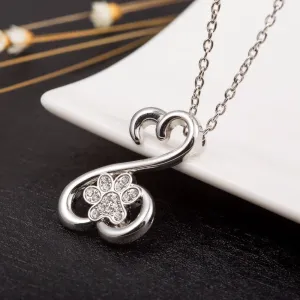 Dog Footprints With Crystal Choker Necklace
