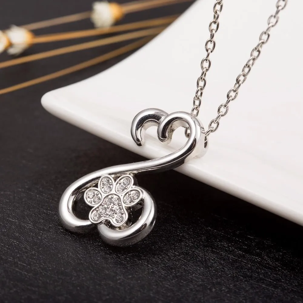 Dog Footprints With Crystal Choker Necklace