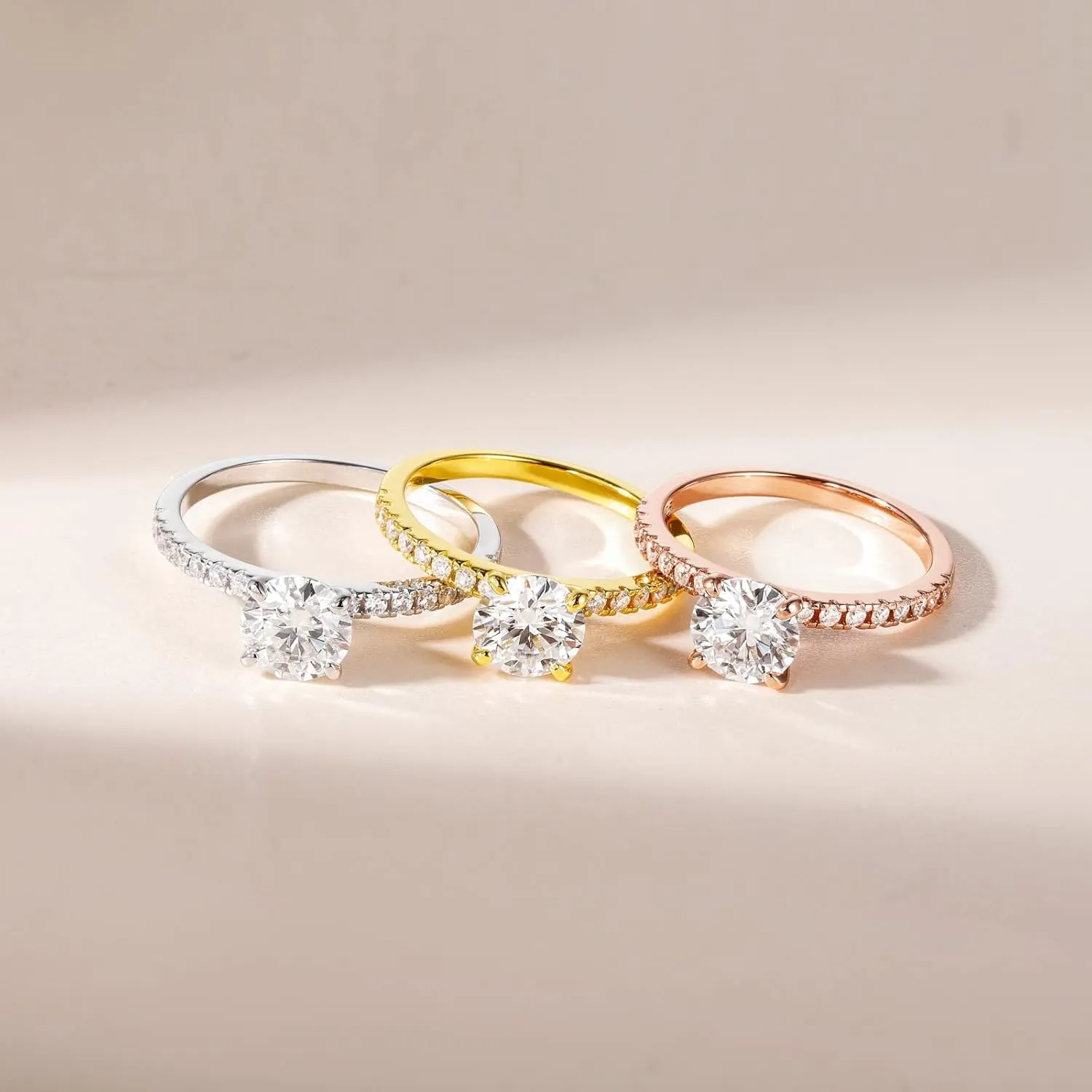 EAMTI 925 Sterling Silver 1.25 CT Round Solitaire Cubic Zirconia Engagement Ring Halo Promise Ring Size 3-13