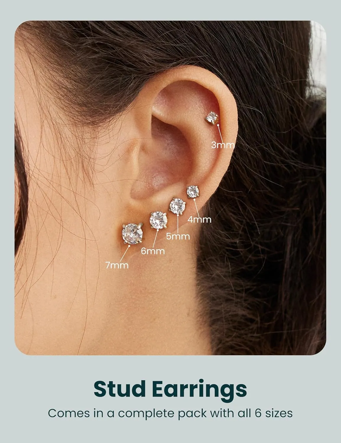 Earrings for Women Cubic-Zirconia Surgical-Stainless-Steel - Hypoallergenic CZ Stud Set Ear Rings 20G Helix Cartilage Tragus Women Jewelry Fake Diamond Cartilage
