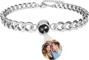 Easycosy Bracelet with Picture Inside, Custom Photo Bracelets for Men, Stainless Steel Personalized Fathers Day Dad Bracelet Gift from Daughter/Son/Kids/Wife