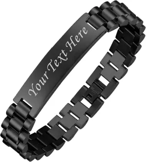 EDSG Personalized Mens Bracelet Custom Metal Bracelets Gifts for Fathers Day Christmas Valentines Day Birthday Engraved Adjustable Bracelet for Father Dad Men Boyfriend Husband