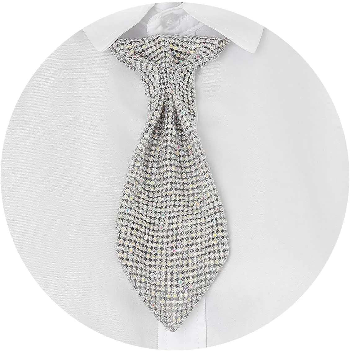 ELABEST Rhinestone Neck Tie Sparkling Tie Necklace Adjustable Diamond Tie for Women and Girls