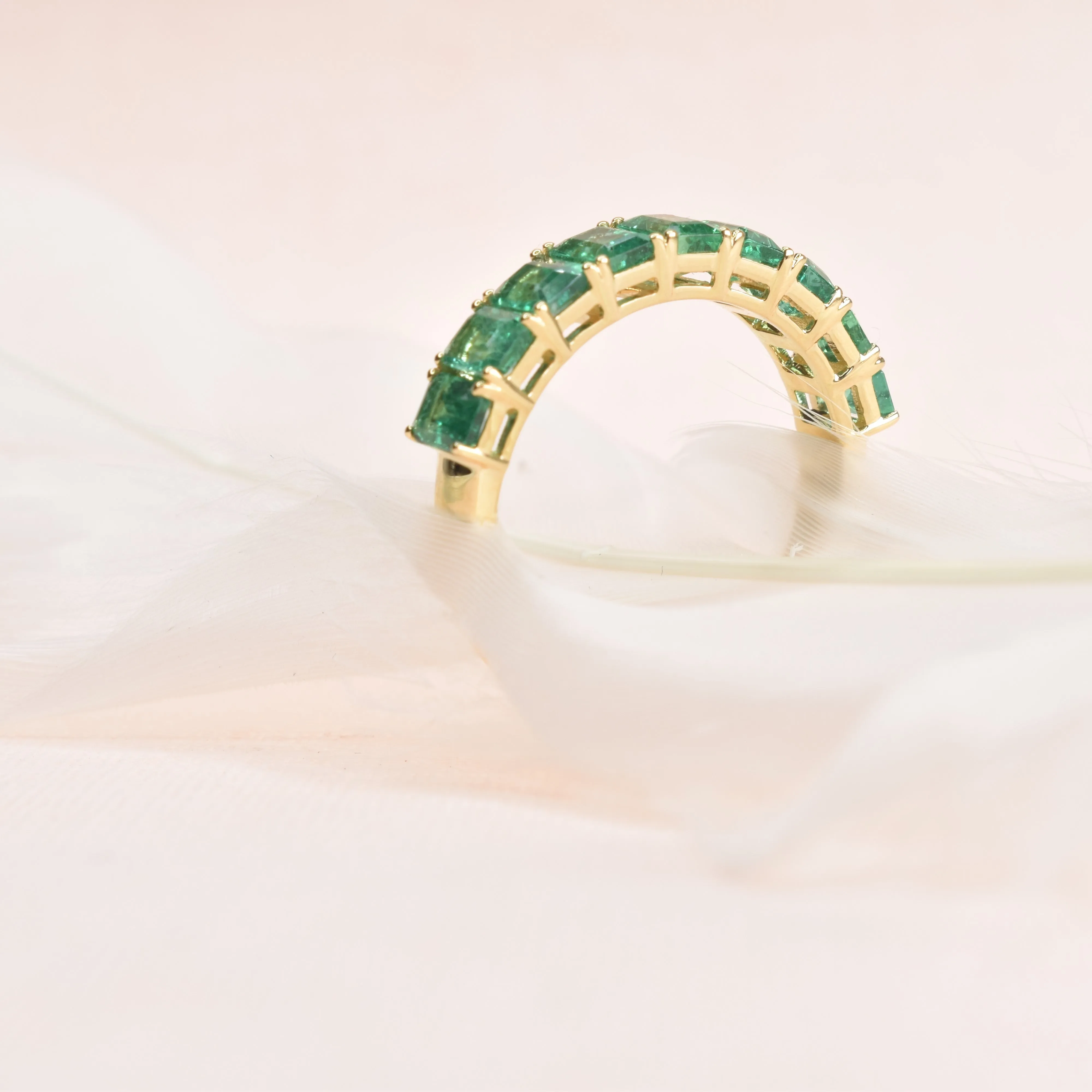 Emerald Octagon Half Band