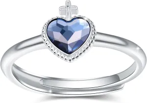 Engagement Ring 925 Sterling Silver Celtic Heart Crystal Irish Adjustable I Am Enough Rings/Crown/Cross/Angel Wing Anxiety Rings for Women I am Enough Jewelry Graduation Gifts for Women