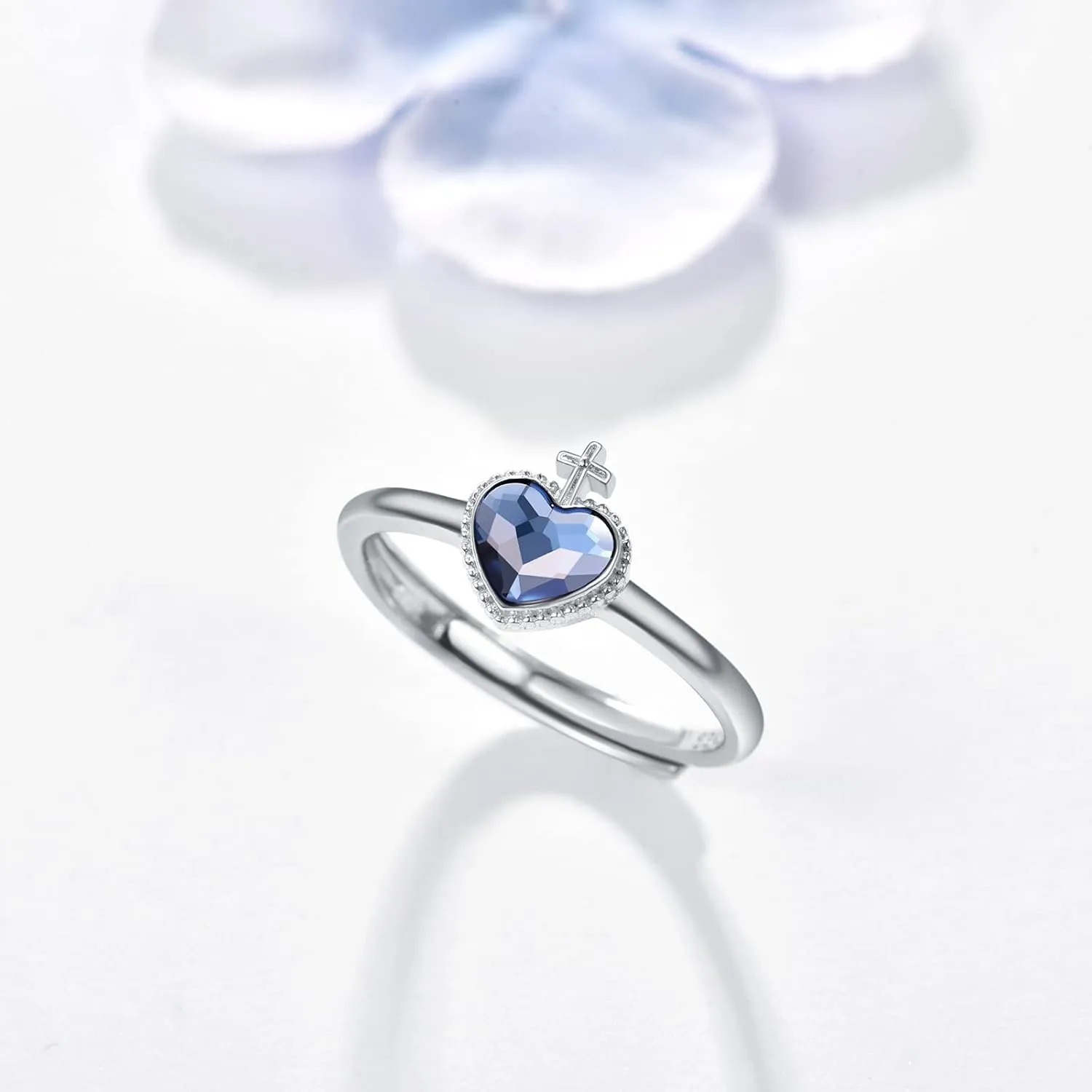 Engagement Ring 925 Sterling Silver Celtic Heart Crystal Irish Adjustable I Am Enough Rings/Crown/Cross/Angel Wing Anxiety Rings for Women I am Enough Jewelry Graduation Gifts for Women