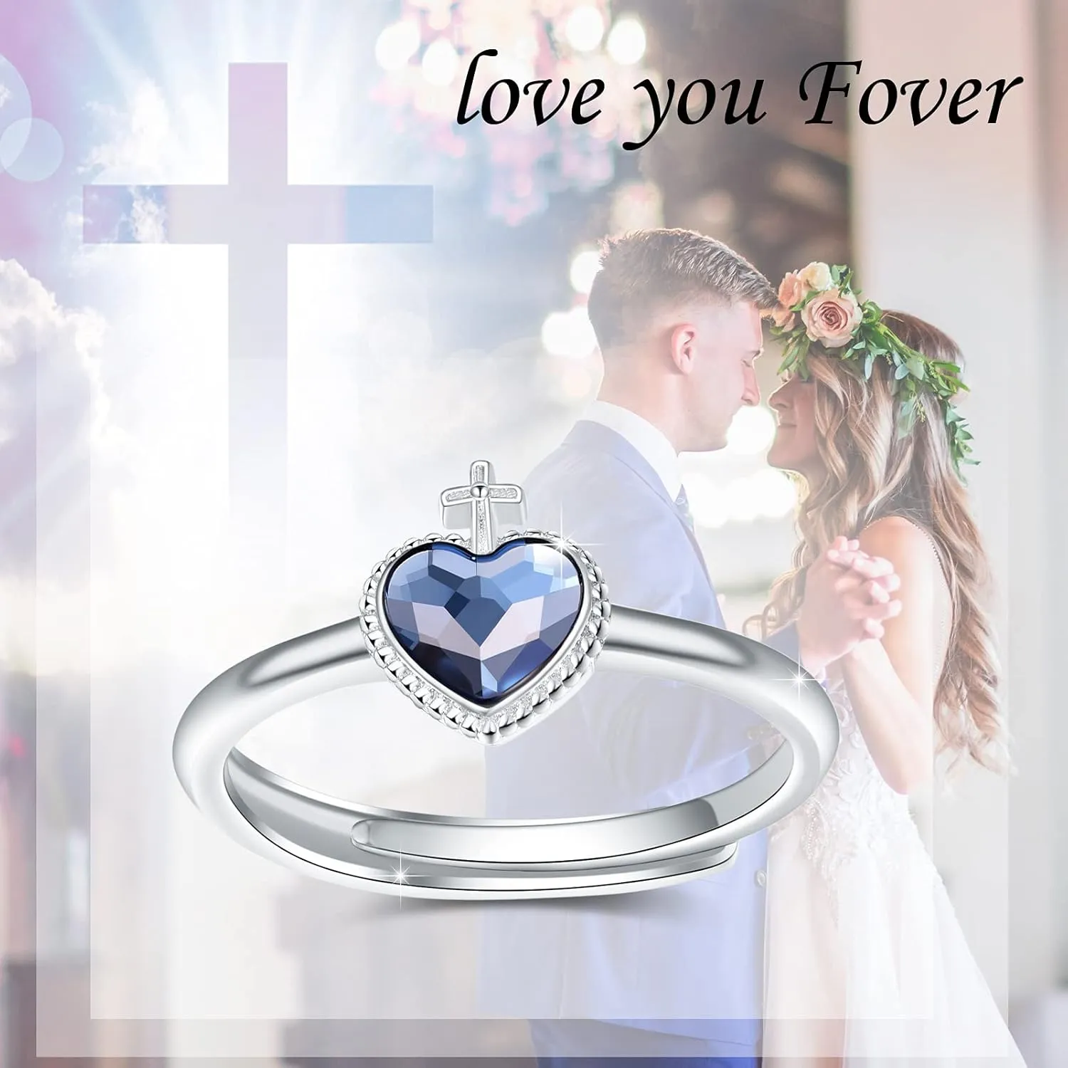 Engagement Ring 925 Sterling Silver Celtic Heart Crystal Irish Adjustable I Am Enough Rings/Crown/Cross/Angel Wing Anxiety Rings for Women I am Enough Jewelry Graduation Gifts for Women