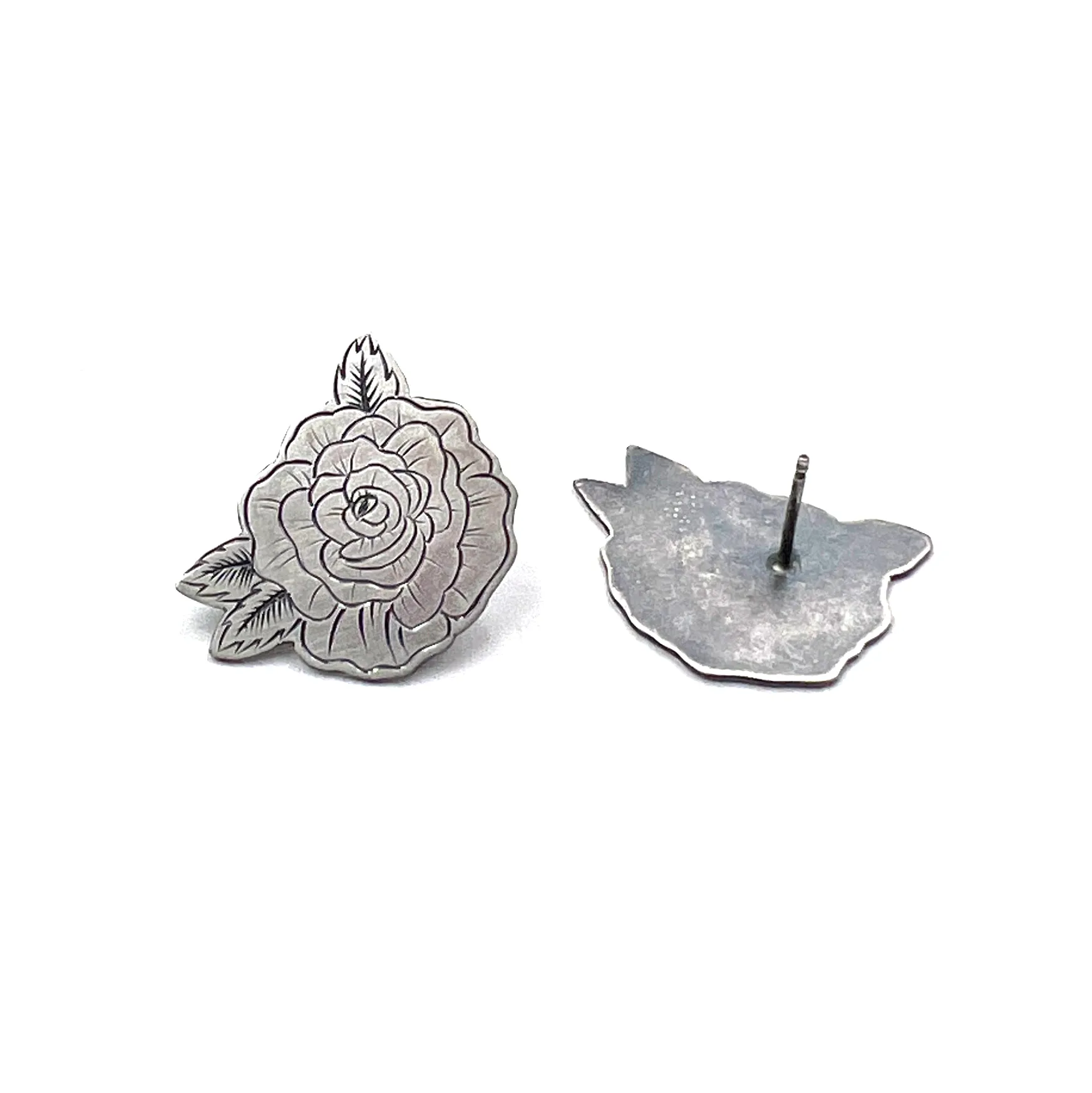 Engraved Rose Studs