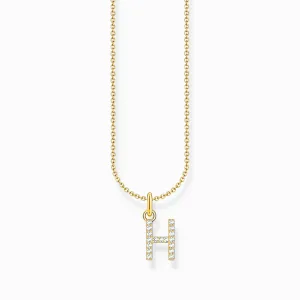 Essentials Gold Plated With Zirconia letter H Pendant Necklace KE2247-414-14-L45V