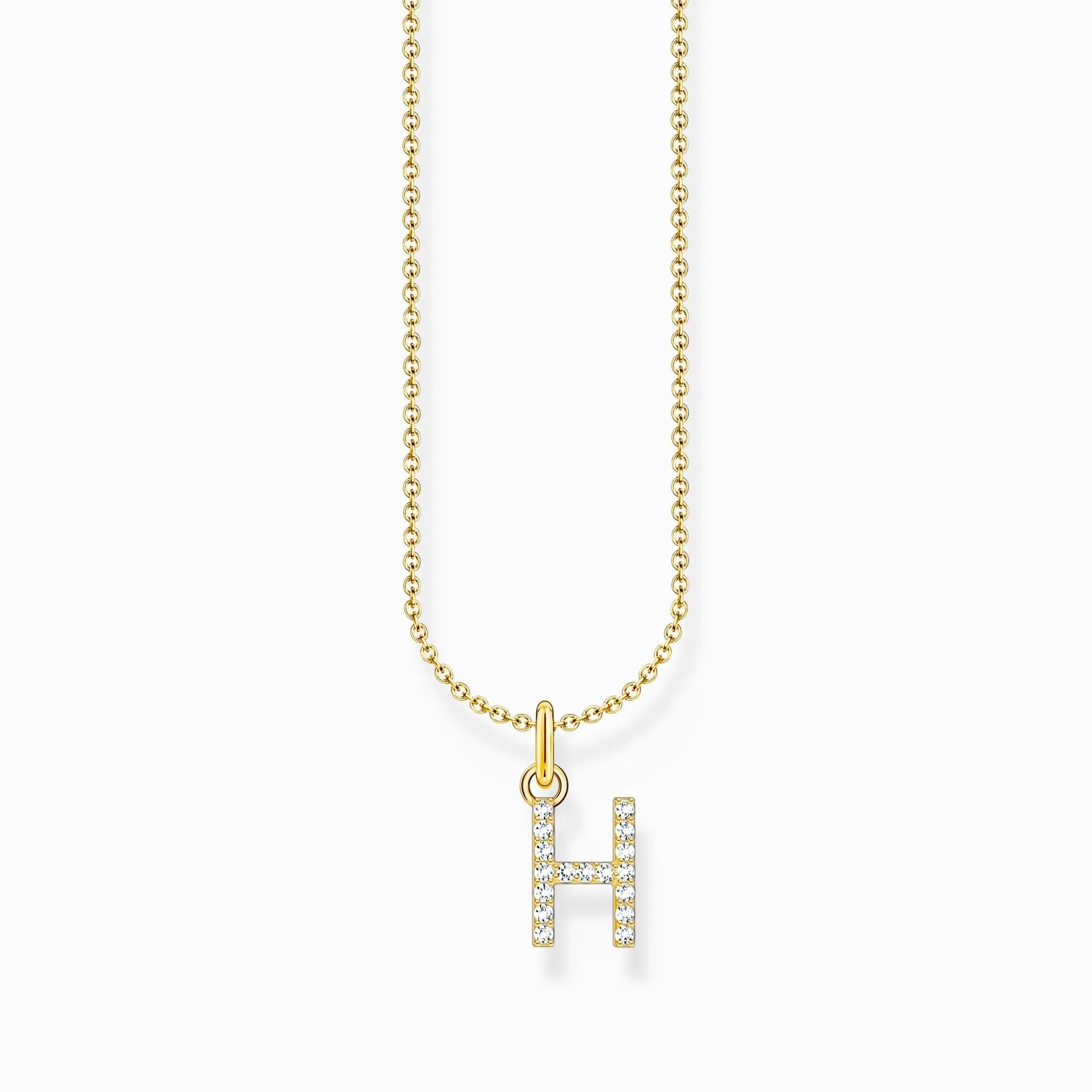 Essentials Gold Plated With Zirconia letter H Pendant Necklace KE2247-414-14-L45V