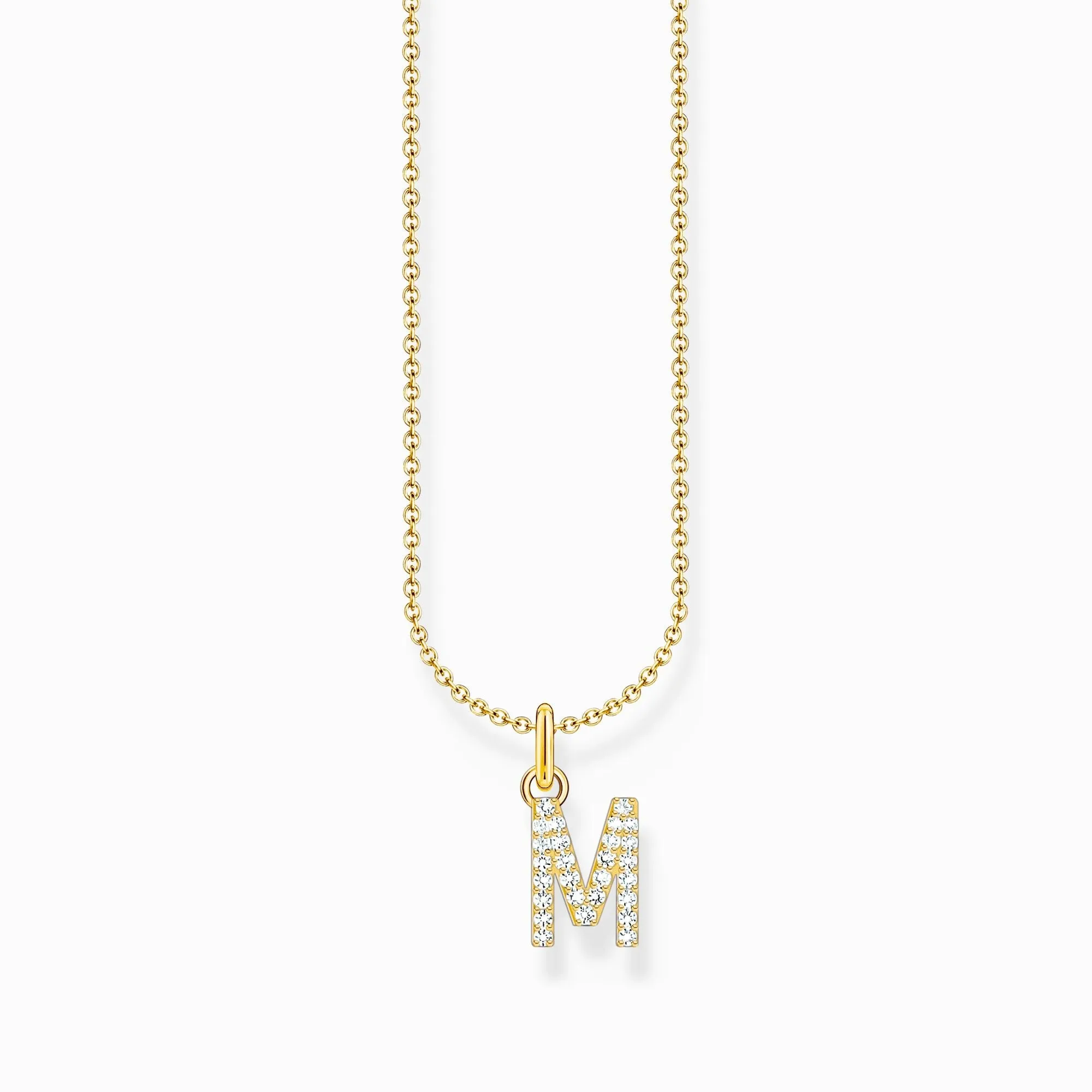 Essentials Gold Plated With Zirconia letter M Pendant Necklace KE2252-414-14-L45V