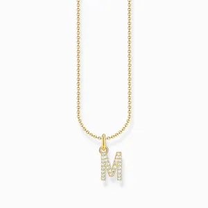 Essentials Gold Plated With Zirconia letter M Pendant Necklace KE2252-414-14-L45V