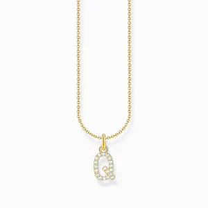 Essentials Gold Plated With Zirconia letter Q Pendant Necklace KE2256-414-14-L45V