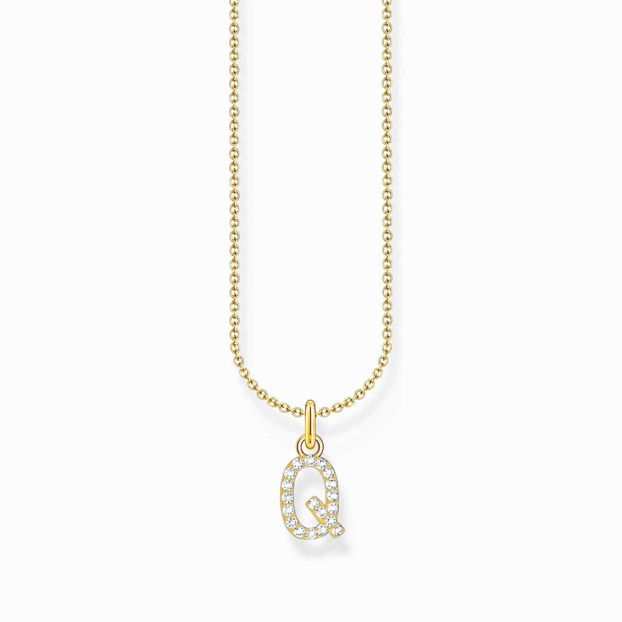 Essentials Gold Plated With Zirconia letter Q Pendant Necklace KE2256-414-14-L45V