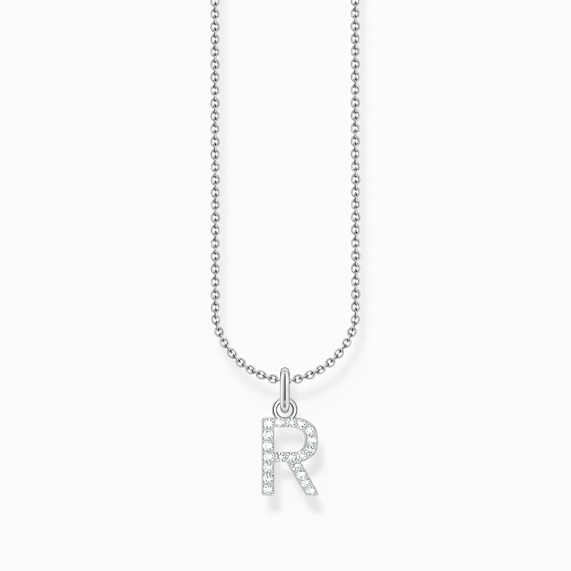 Essentials Sterling Silver With Zirconia letter R Necklace KE2257-051-14-L45V