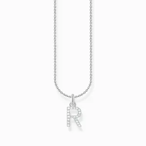 Essentials Sterling Silver With Zirconia letter R Necklace KE2257-051-14-L45V