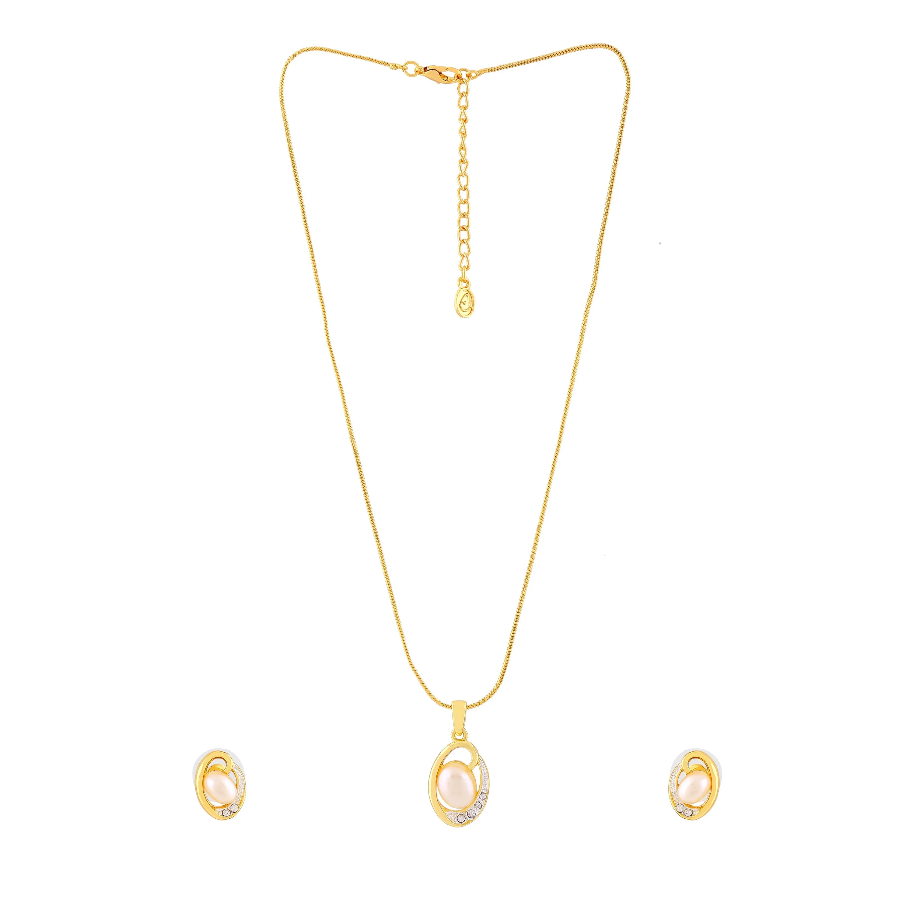 Estele Gold & Rhodium Plated Sparkling Necklace Set with Crystals for Women