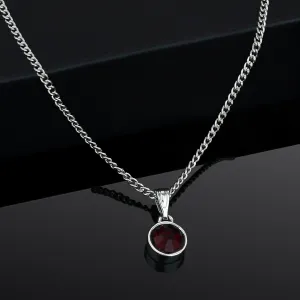 Estele Rhodium Plated Solitaire Amethyst Crystal Pendant Necklace with Chain for Women / Girls