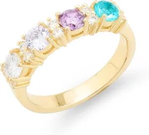EVE'S ADDICTION Women's Gold Tone Personalized 4 Stone Simulated Birthstone Eternity Ring (ring size 5 to 9) - Custom Birthstone Ring for Mom - Mother's Ring - Gifts for Mom