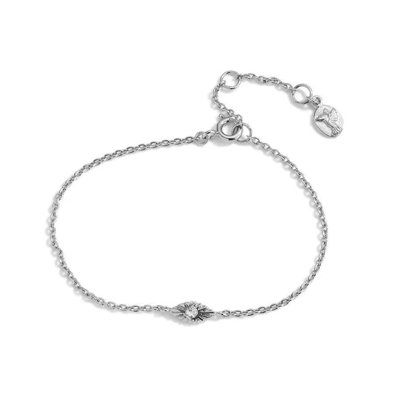 Evil Eye Bracelet, White Topaz, Silver