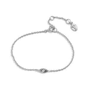 Evil Eye Bracelet, White Topaz, Silver