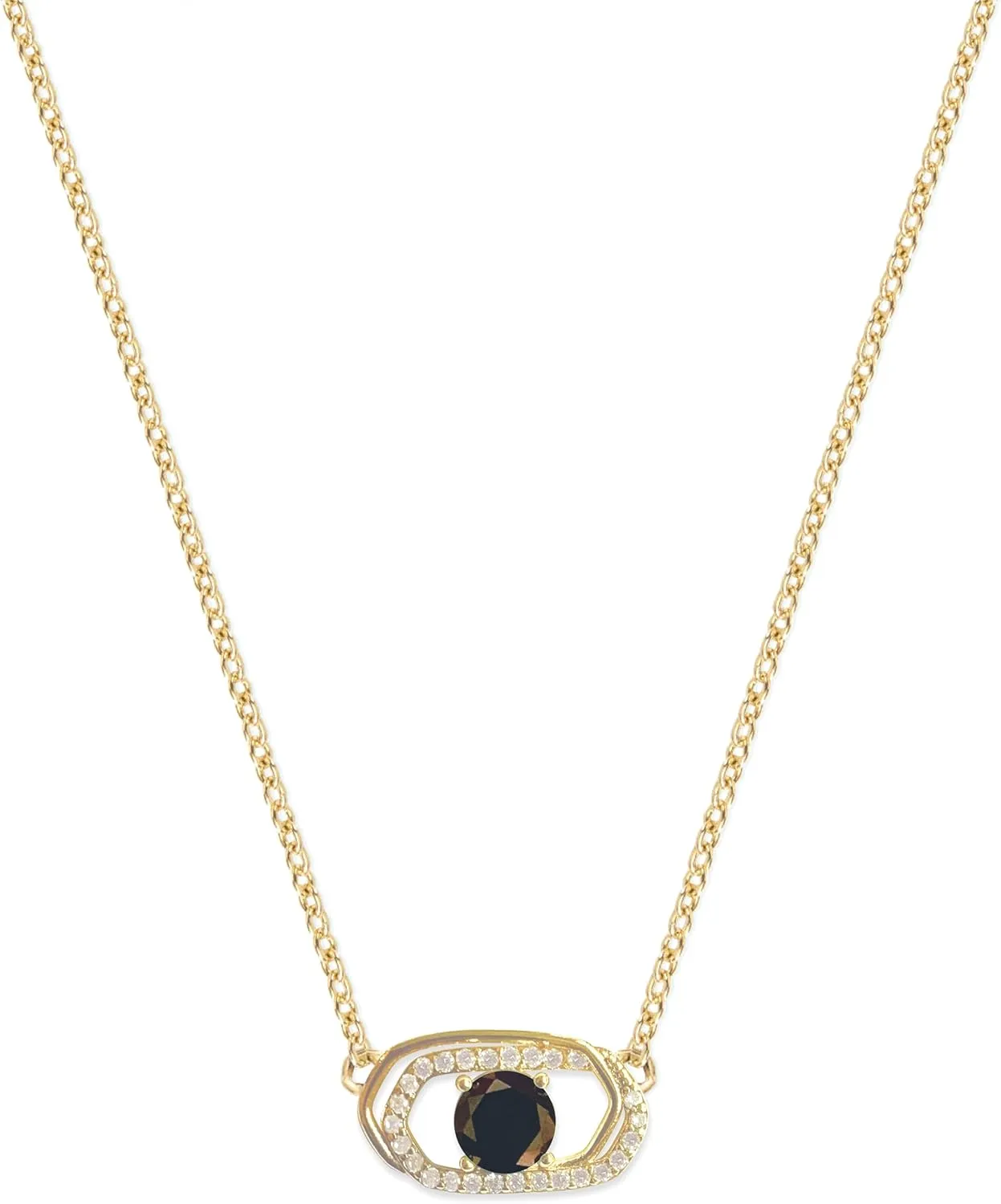 Evil Eye Pendant Necklace 14K Gold-Plated Necklaces for Women Dainty Synthetic Gemstone Fashion Jewelry Birthday Gift for Women