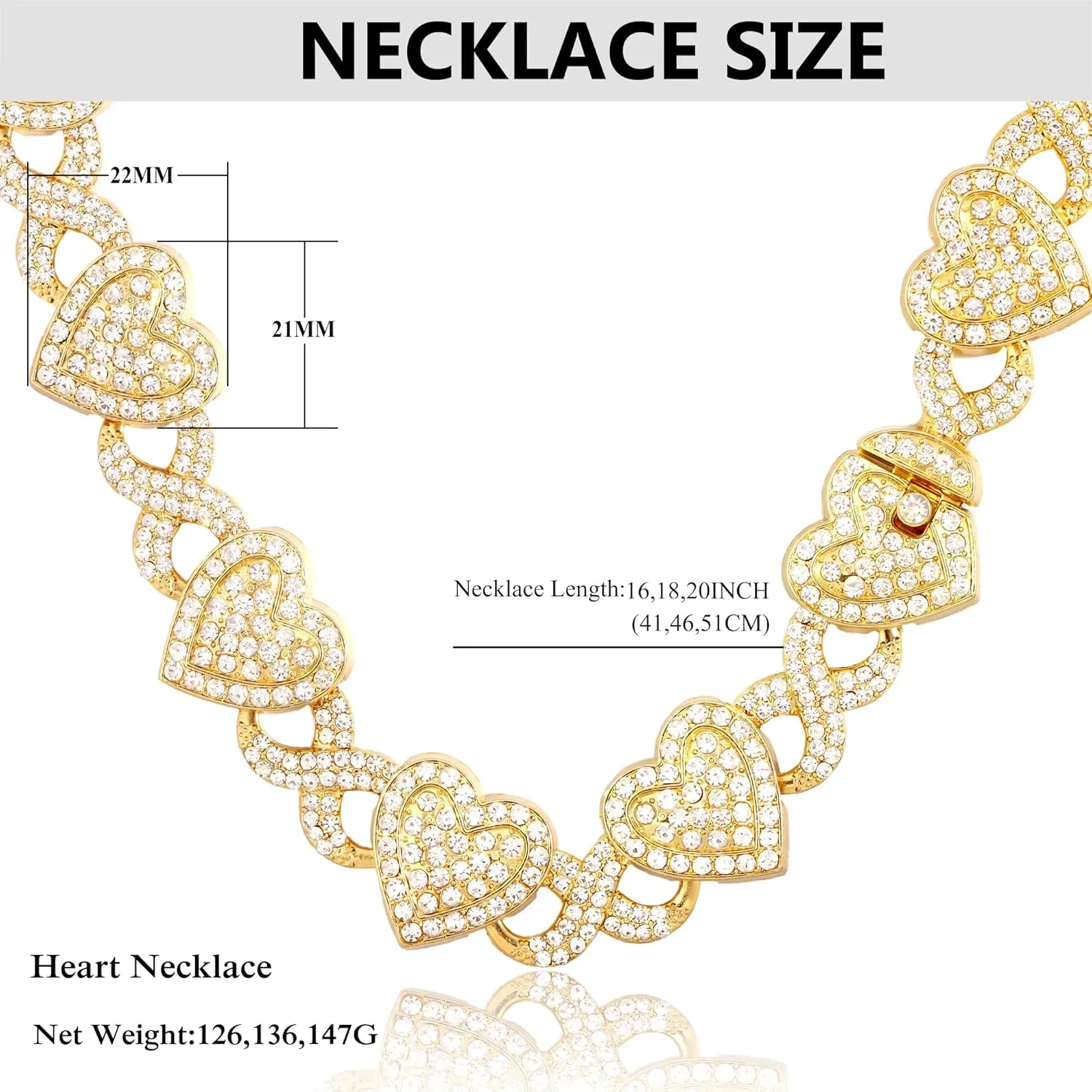 Eye Cuban Link Chain for Women, Gold Silver Diamond Prong Cuban Chain, Hip Hop Iced Out Chain Necklace With Safety Buckle for Women Jewelry