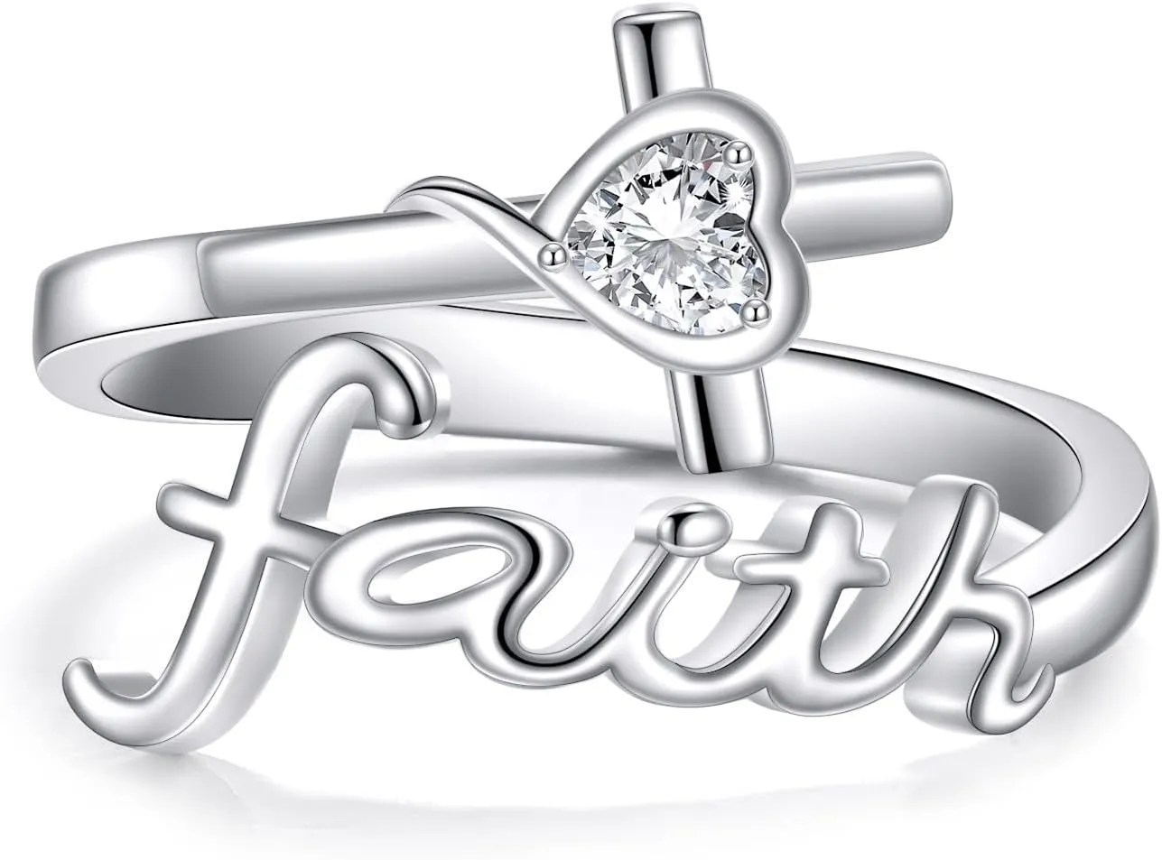 Faith Ring 925 Sterling Silver Cross Rings Adjustable Faith Wrap Ring Jewelry Gifts for Women