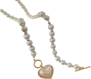Fashion Imitation Pearls Collar Vinatge Abs Pearl Pendant Necklace For Women Simple Ot Buckle Clavicle Chain Party Jewelry