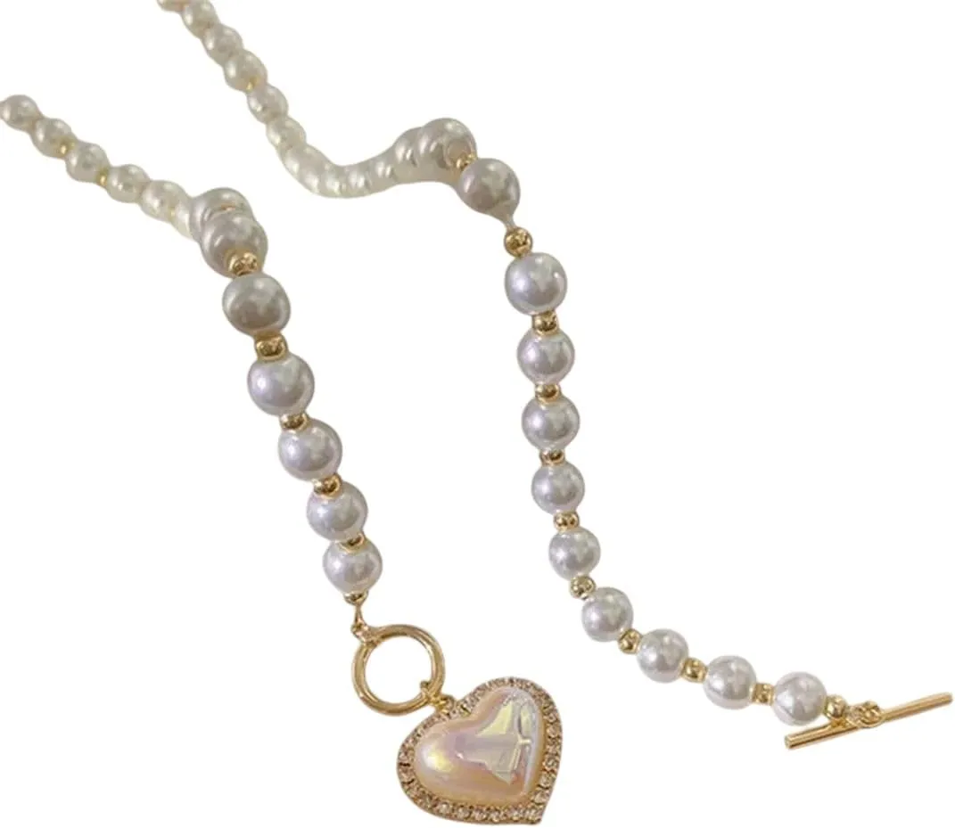 Fashion Imitation Pearls Collar Vinatge Abs Pearl Pendant Necklace For Women Simple Ot Buckle Clavicle Chain Party Jewelry