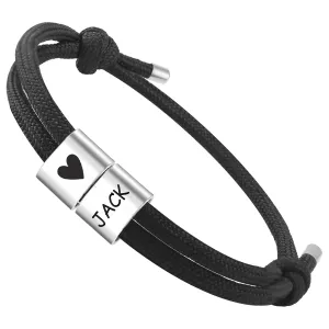 Fathers Day Bracelet with Kids Name,Gifts For Dad/Husband,Custom Mens Bracelet,Personalized Engraved 1-5 Stainless Steel Beads Bracelet with Adjustable Sailing Rope