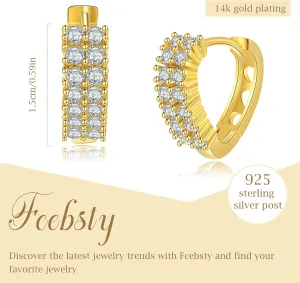 Fcebsty 18K Gold Filled Earrings Unique Hypoallergenic Heart Chunky Huggie Earrings for Women White Cubic Zirconia Heart Statement Hoop Earrings for Women