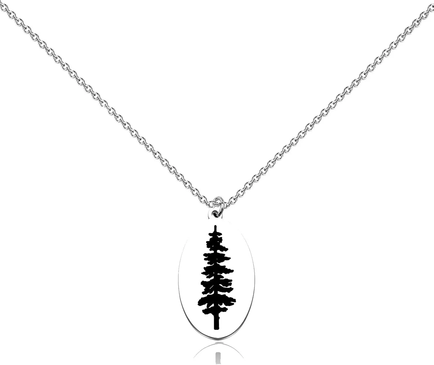 FEELMEM Pine Tree Charm Necklace Pine Tree Adventure Travel Jewelry Outdoor Enthusiast Jewelry Gift