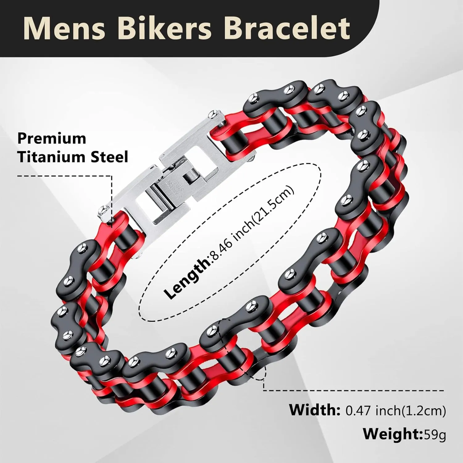 Feraco Mens Bikers Bracelet Stainless Steel Motorcycle Bike Chain Bracelets 8.4 Inch