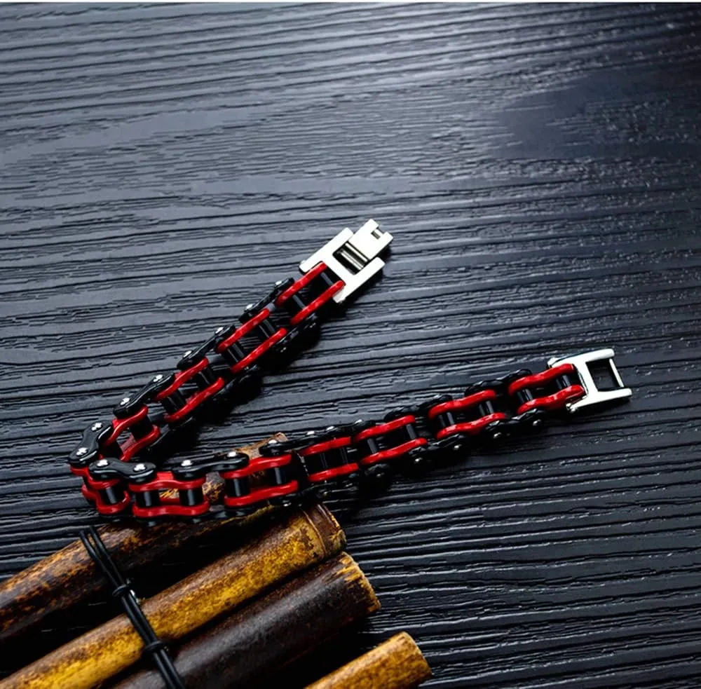 Feraco Mens Bikers Bracelet Stainless Steel Motorcycle Bike Chain Bracelets 8.4 Inch