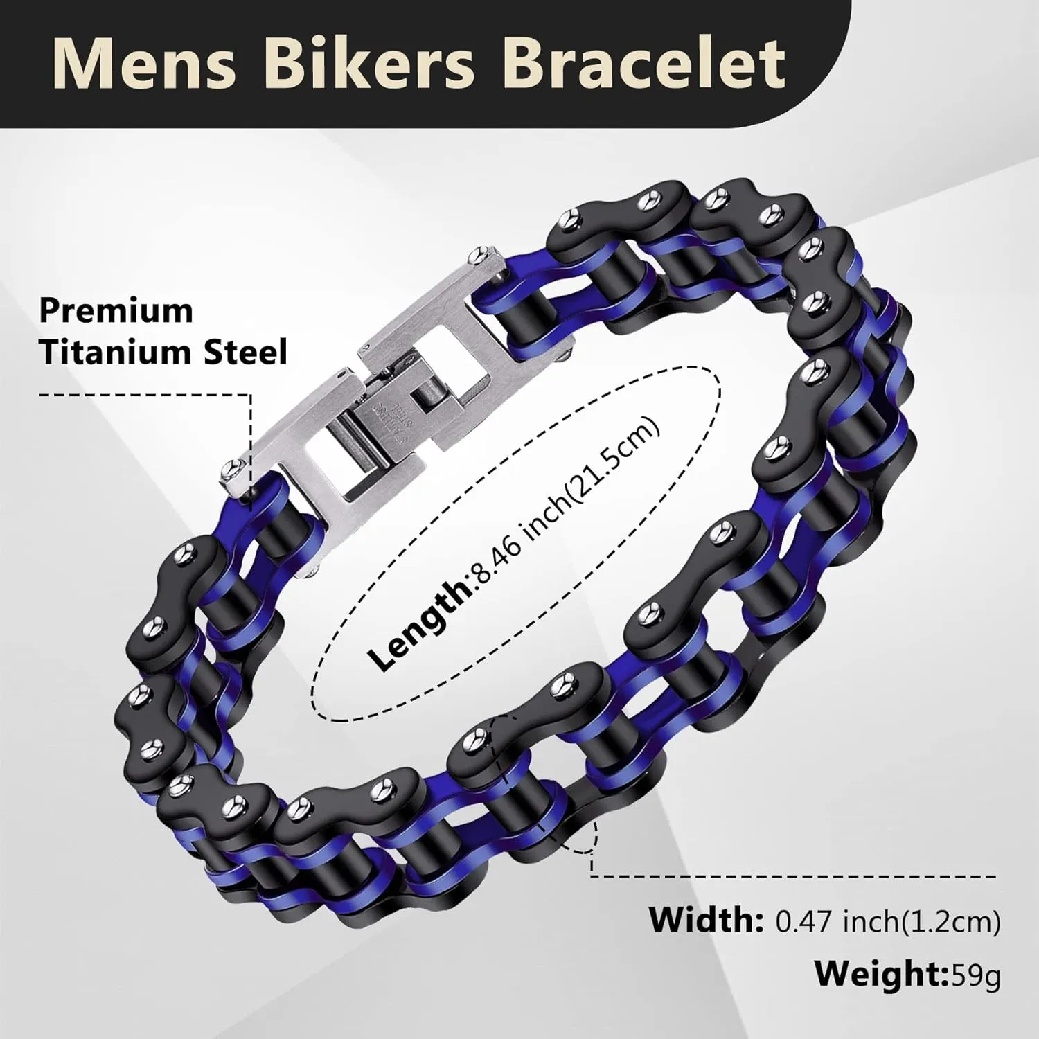 Feraco Mens Bikers Bracelet Stainless Steel Motorcycle Bike Chain Bracelets 8.4 Inch
