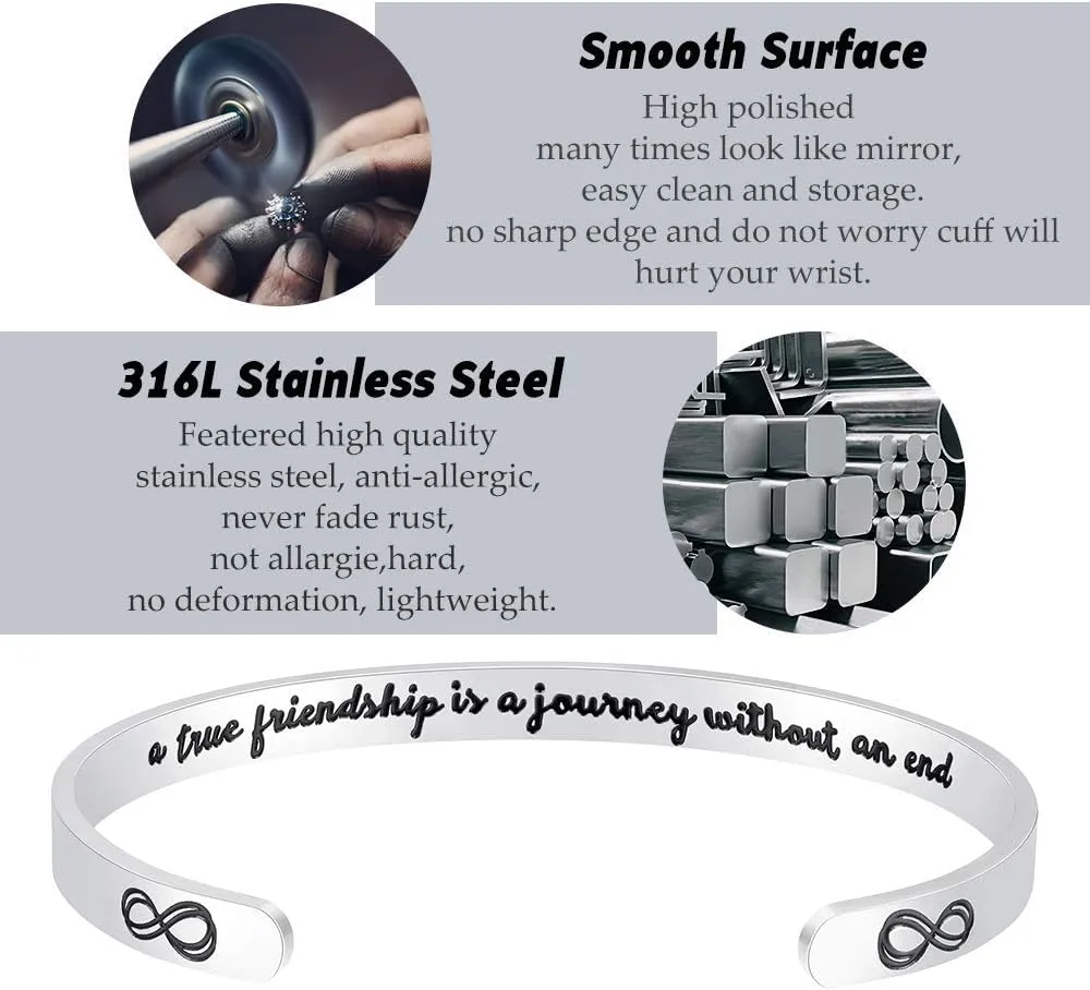 Fesciory Inspirational Bracelets for Women,Stainless Steel Engraved Personalized Positive Mantra Quote Keep Going Cuff Bangle College Graduation for Her