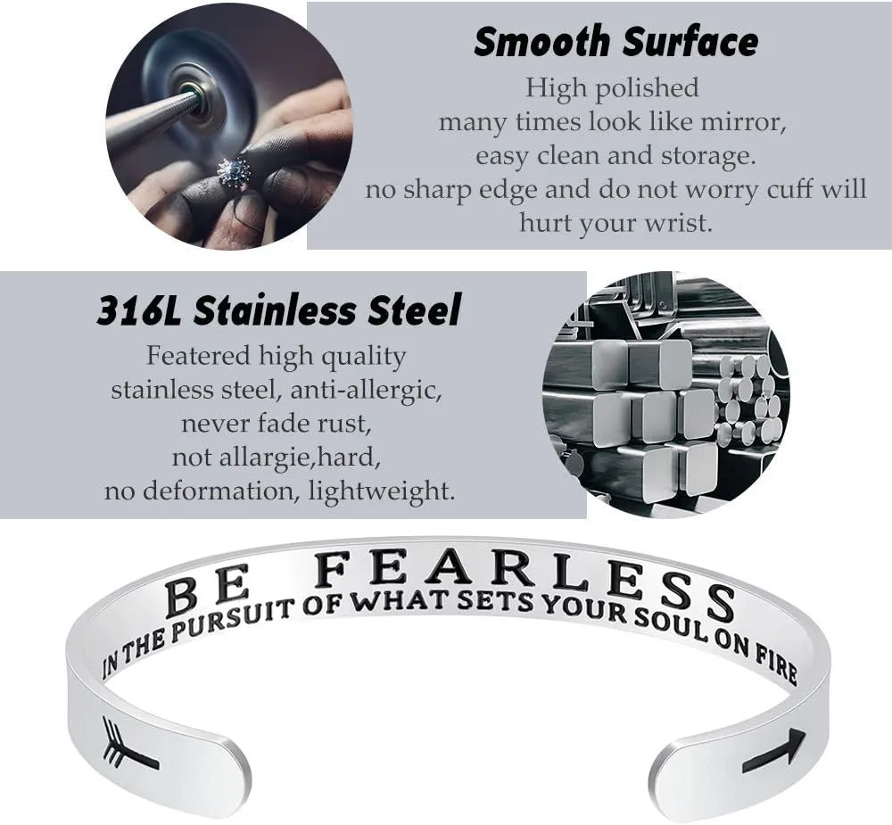 Fesciory Inspirational Bracelets for Women,Stainless Steel Engraved Personalized Positive Mantra Quote Keep Going Cuff Bangle College Graduation for Her