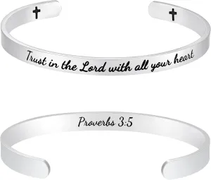 Fesciory Inspirational Bracelets for Women,Stainless Steel Engraved Personalized Positive Mantra Quote Keep Going Cuff Bangle College Graduation for Her