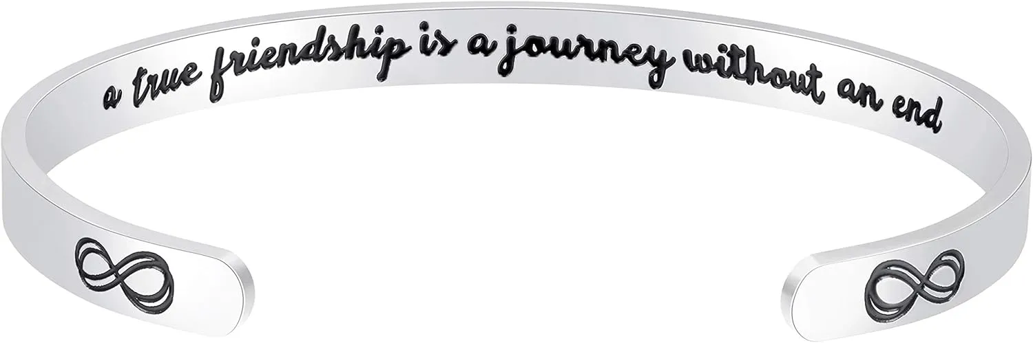 Fesciory Inspirational Bracelets for Women,Stainless Steel Engraved Personalized Positive Mantra Quote Keep Going Cuff Bangle College Graduation for Her