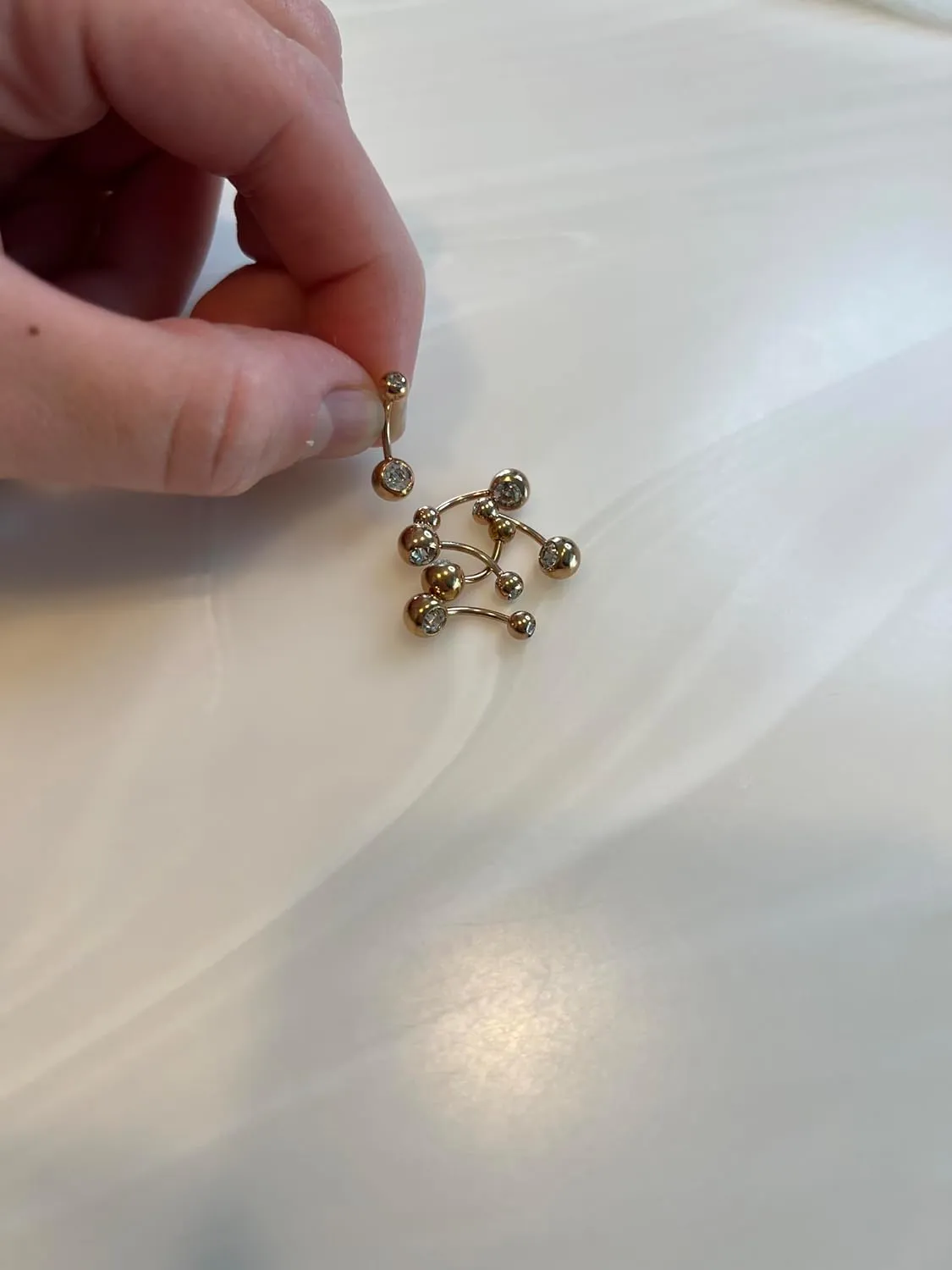 FIFTH CUE 14G & 16G Double Jeweled Basic Navel Ring Rose Gold IP Over 316L Surgical Steel