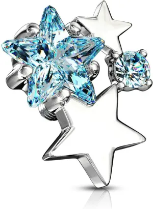 FIFTH CUE 14G CZ Cluster Stars Internally Threaded Dermal Anchor Top