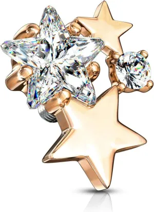 FIFTH CUE 14G CZ Cluster Stars Internally Threaded Dermal Anchor Top