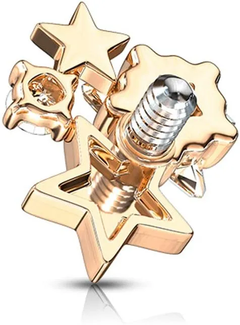 FIFTH CUE 14G CZ Cluster Stars Internally Threaded Dermal Anchor Top